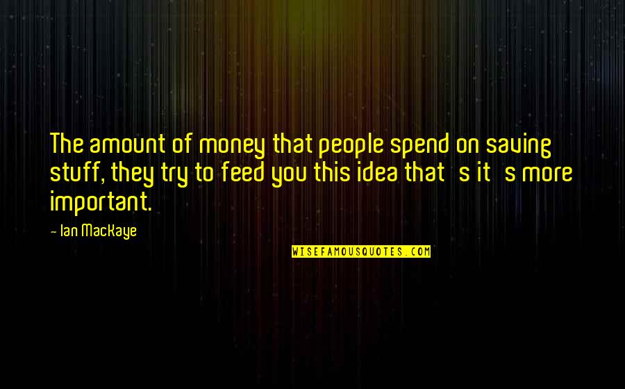 Saving People Quotes By Ian MacKaye: The amount of money that people spend on