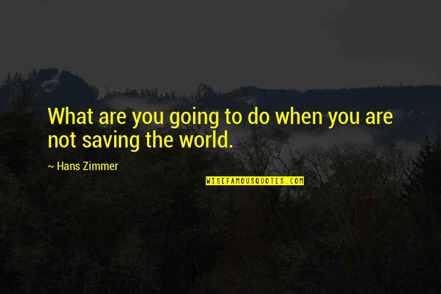 Saving The World Quotes By Hans Zimmer: What are you going to do when you