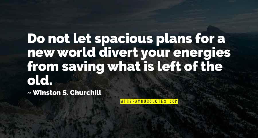 Saving The World Quotes By Winston S. Churchill: Do not let spacious plans for a new