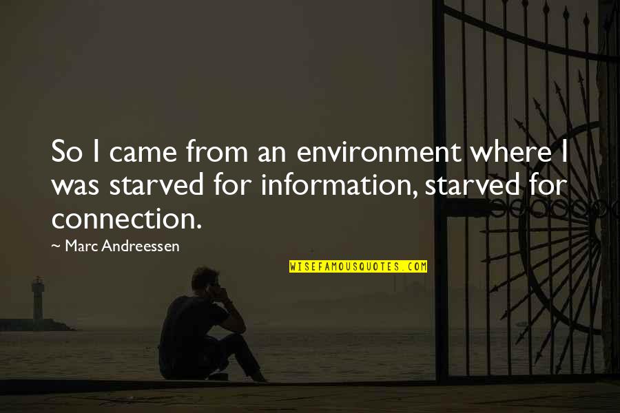 Savitz Organization Quotes By Marc Andreessen: So I came from an environment where I Savitz Organization Quotes By Marc Andreessen: So I came from an environment where I