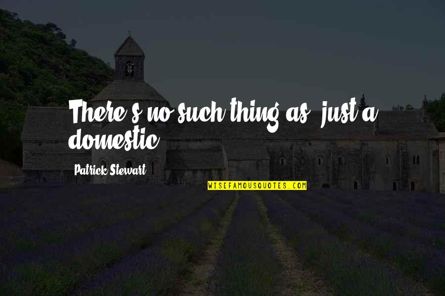 Savner En Quotes By Patrick Stewart: There's no such thing as "just a domestic". Savner En Quotes By Patrick Stewart: There's no such thing as "just a domestic".