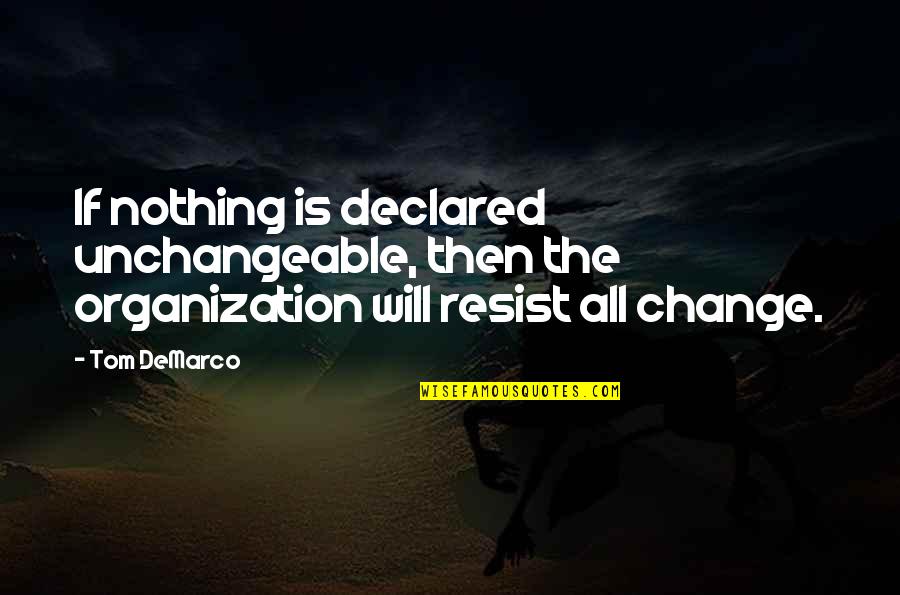 Savo Quotes By Tom DeMarco: If nothing is declared unchangeable, then the organization
