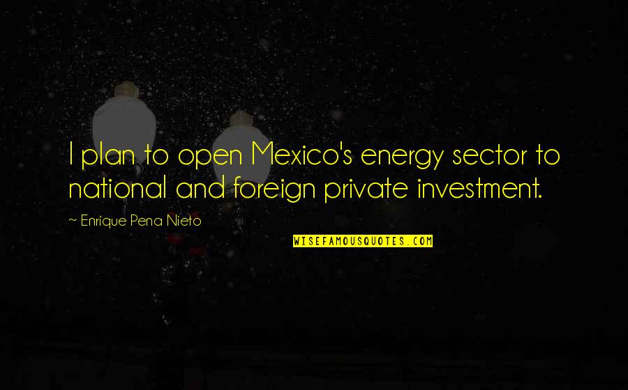 Savoia Tile Quotes By Enrique Pena Nieto: I plan to open Mexico's energy sector to