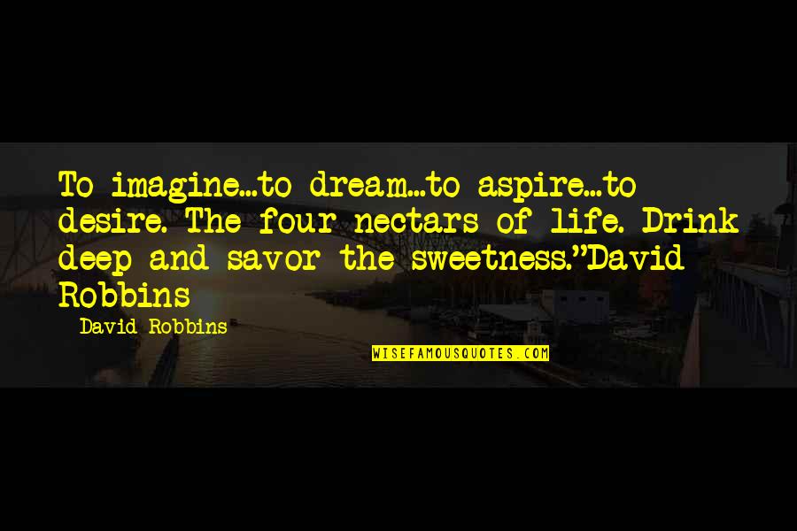 Savor Life Quotes By David Robbins: To imagine...to dream...to aspire...to desire. The four nectars