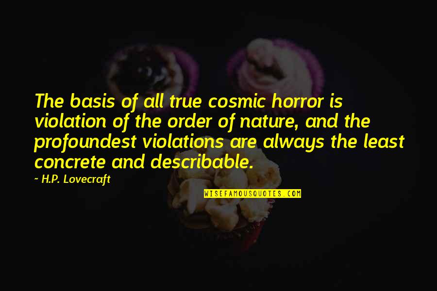 Savory Butcher Quotes By H.P. Lovecraft: The basis of all true cosmic horror is Savory Butcher Quotes By H.P. Lovecraft: The basis of all true cosmic horror is