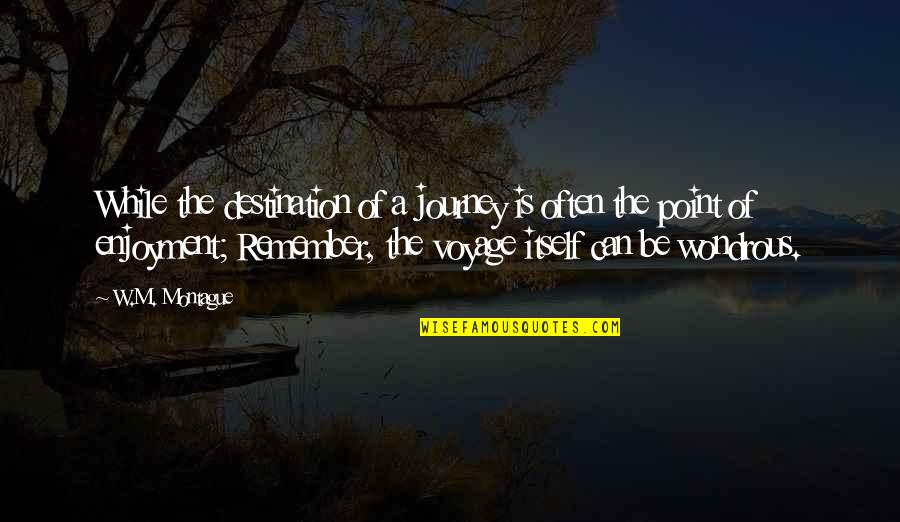 Saw 3d Quotes By W.M. Montague: While the destination of a journey is often Saw 3d Quotes By W.M. Montague: While the destination of a journey is often
