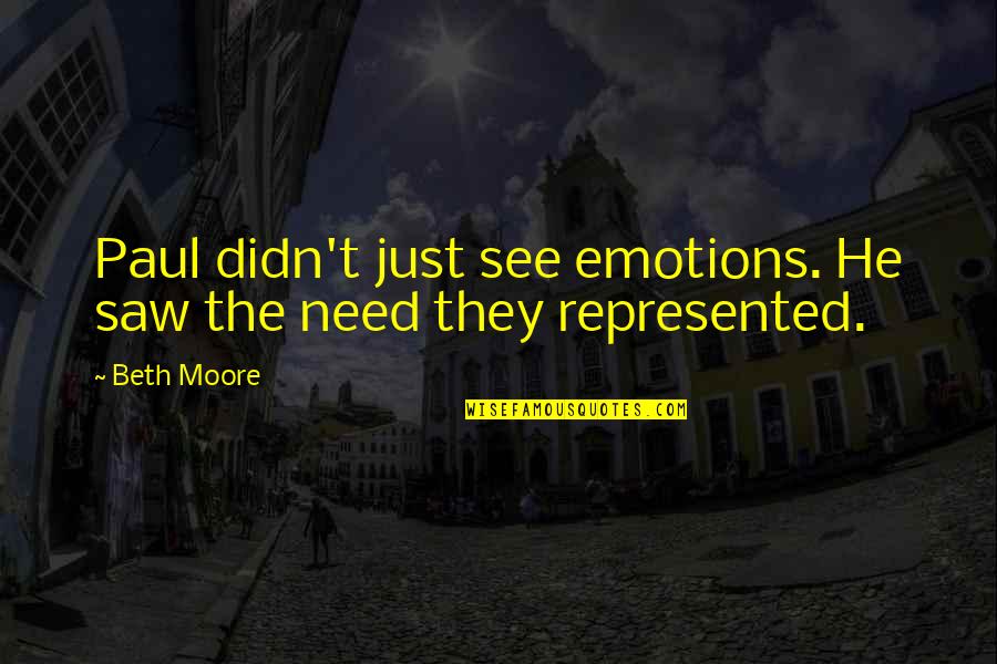 Saw Saw Quotes By Beth Moore: Paul didn't just see emotions. He saw the