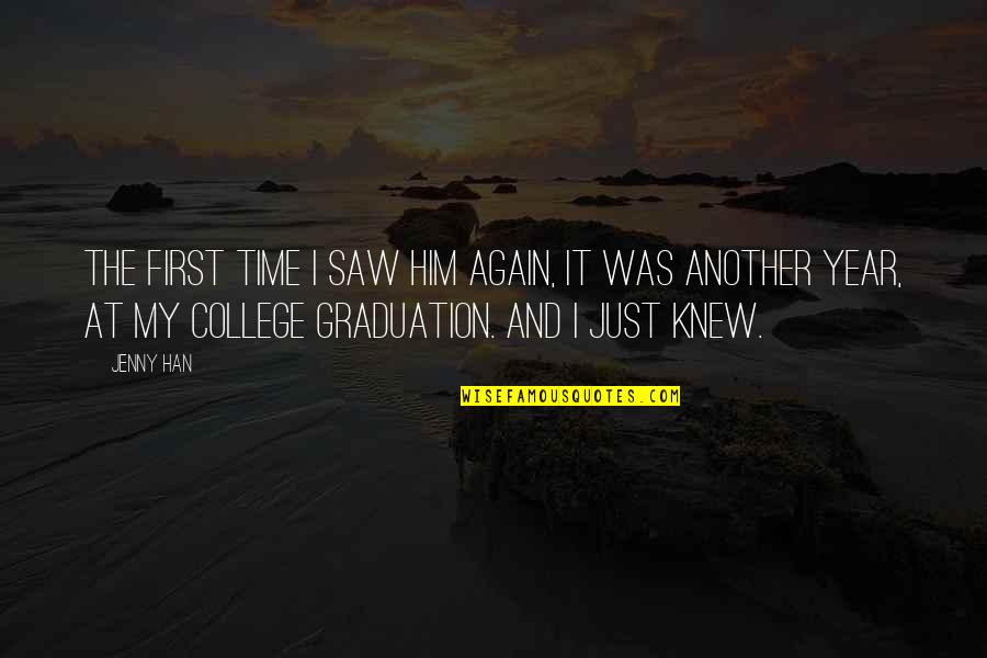 Saw You Again Quotes By Jenny Han: The first time I saw him again, it Saw You Again Quotes By Jenny Han: The first time I saw him again, it