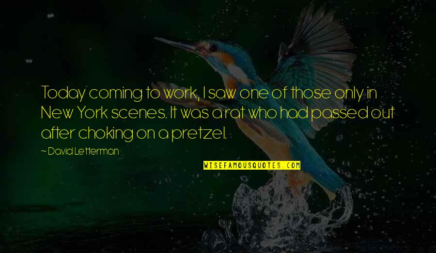 Saw You Today Quotes By David Letterman: Today coming to work, I saw one of