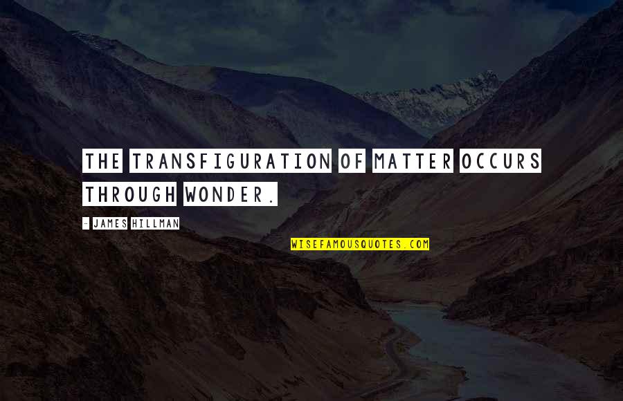 Sawny Baker Quotes By James Hillman: The transfiguration of matter occurs through wonder.