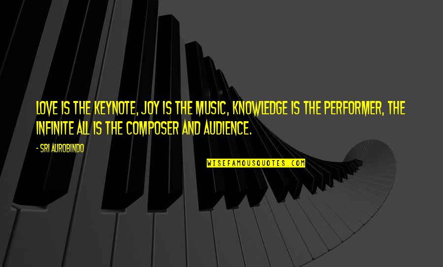 Sawyers View Quotes By Sri Aurobindo: Love is the keynote, Joy is the music, Sawyers View Quotes By Sri Aurobindo: Love is the keynote, Joy is the music,