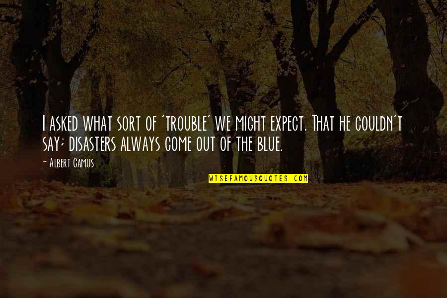 Say Blue Quotes By Albert Camus: I asked what sort of 'trouble' we might