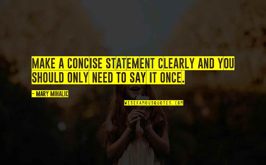 Say Clearly Quotes By Mary Mihalic: Make a concise statement clearly and you should