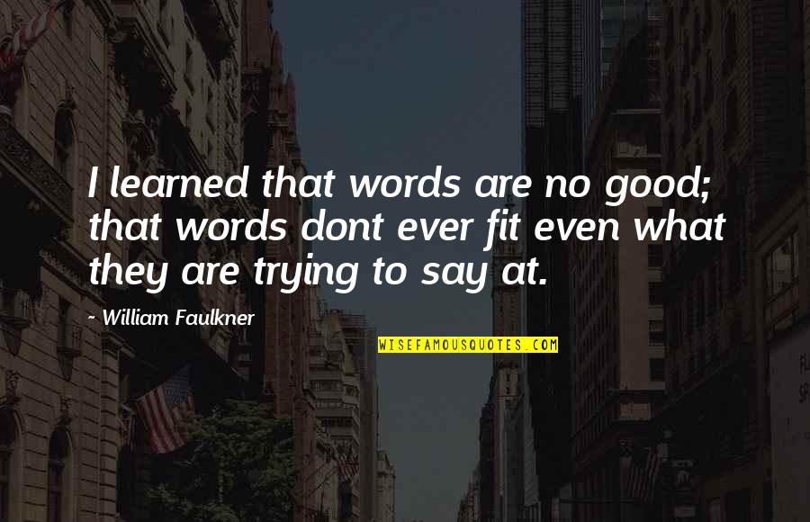 Say Dont Quotes By William Faulkner: I learned that words are no good; that Say Dont Quotes By William Faulkner: I learned that words are no good; that