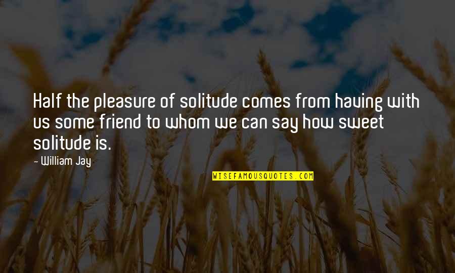Say Hi To A Friend Quotes By William Jay: Half the pleasure of solitude comes from having