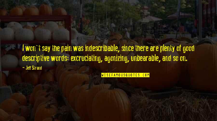 Say I Won't Quotes By Jeff Strand: I won't say the pain was indescribable, since