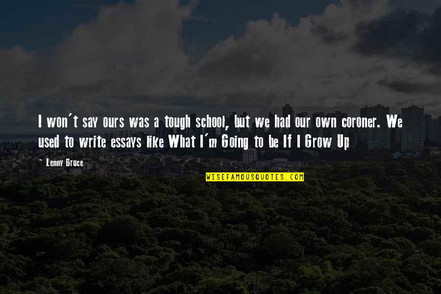 Say I Won't Quotes By Lenny Bruce: I won't say ours was a tough school,