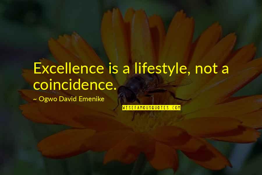 Say Mean Matter For Quotes By Ogwo David Emenike: Excellence is a lifestyle, not a coincidence.