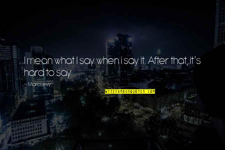 Say What I Mean Quotes By Marc Levy: I mean what I say when i say