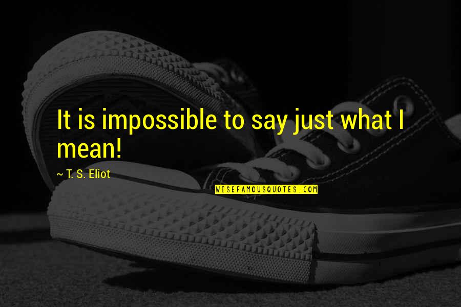 Say What I Mean Quotes By T. S. Eliot: It is impossible to say just what I