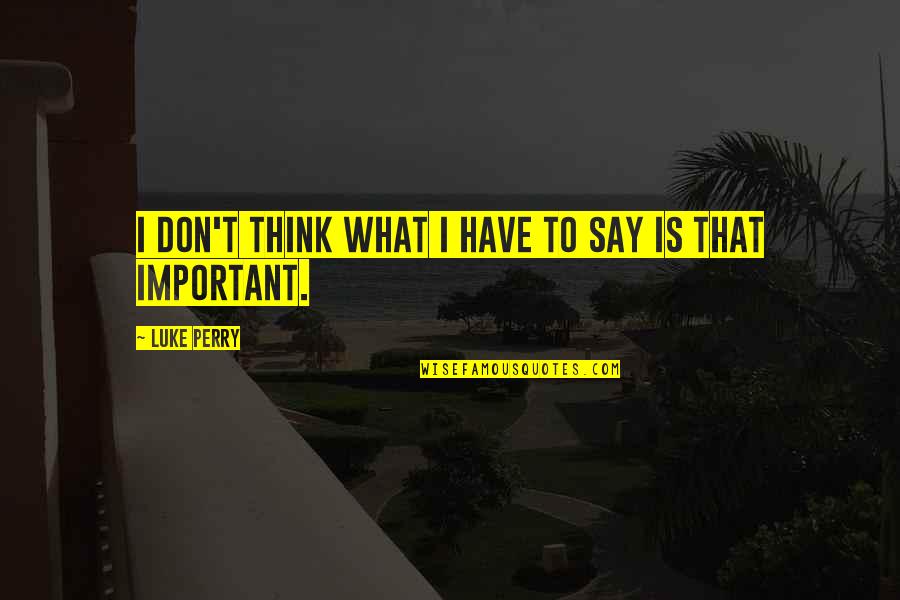 Say What I Think Quotes By Luke Perry: I don't think what I have to say