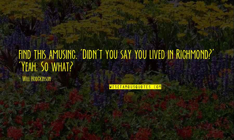 Say What You Will Quotes By Will Hodgkinson: find this amusing. 'Didn't you say you lived