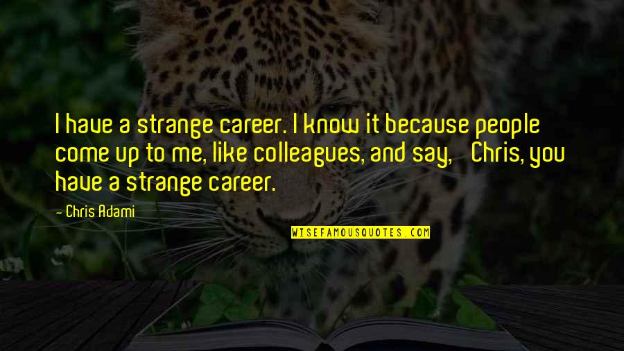 Say You Like Me Quotes By Chris Adami: I have a strange career. I know it