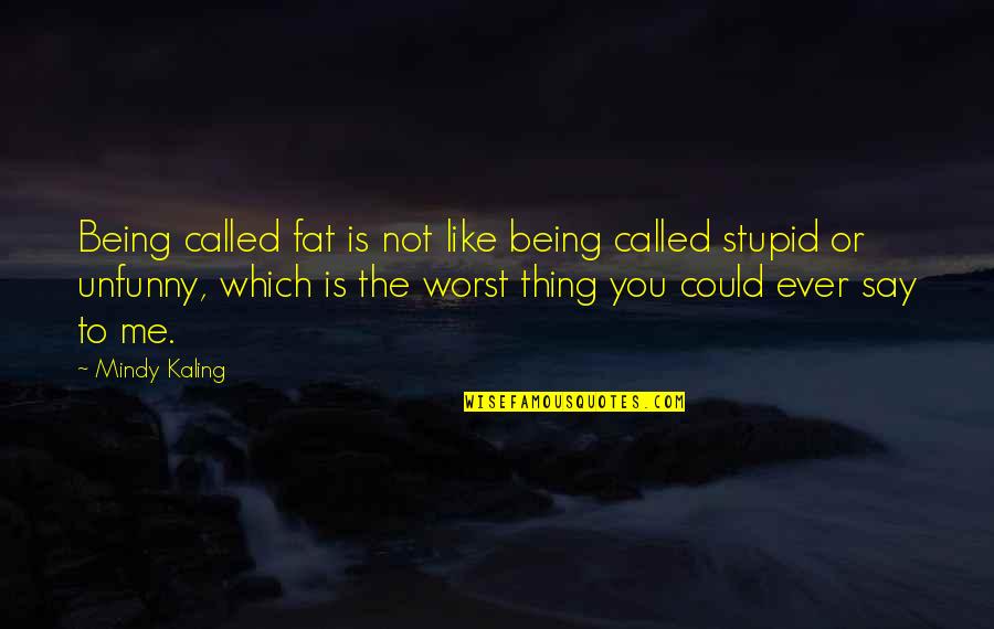 Say You Like Me Quotes By Mindy Kaling: Being called fat is not like being called