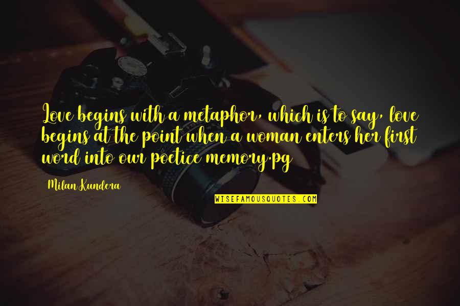Say You Love Her Quotes By Milan Kundera: Love begins with a metaphor, which is to