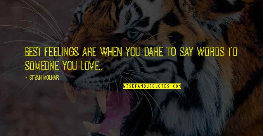 Say You Love Someone Quotes By Istvan Molnar: Best feelings are when you dare to say