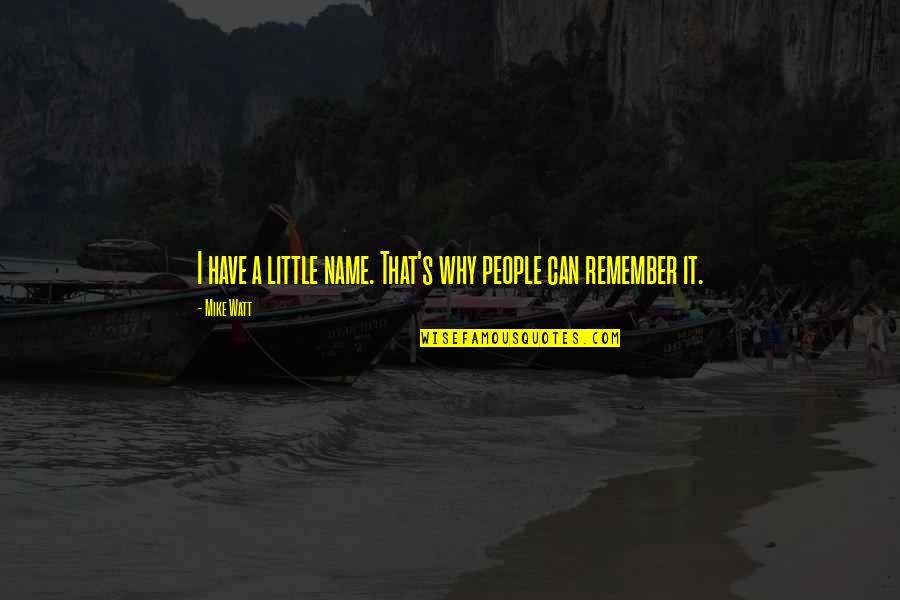 Sayhiup Quotes By Mike Watt: I have a little name. That's why people