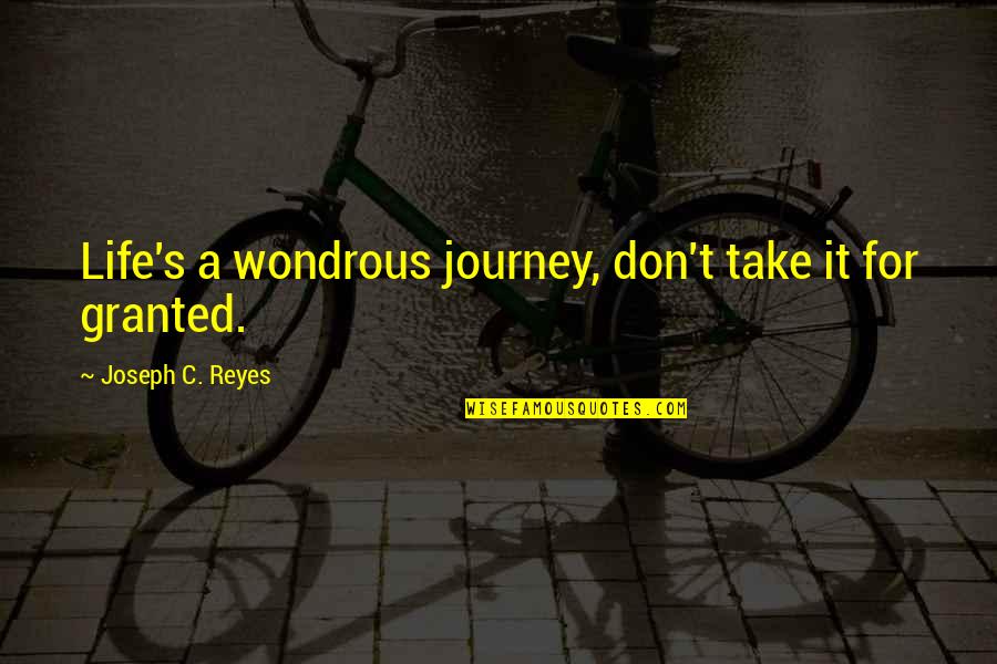 Saying Alhamdulillah Quotes By Joseph C. Reyes: Life's a wondrous journey, don't take it for Saying Alhamdulillah Quotes By Joseph C. Reyes: Life's a wondrous journey, don't take it for