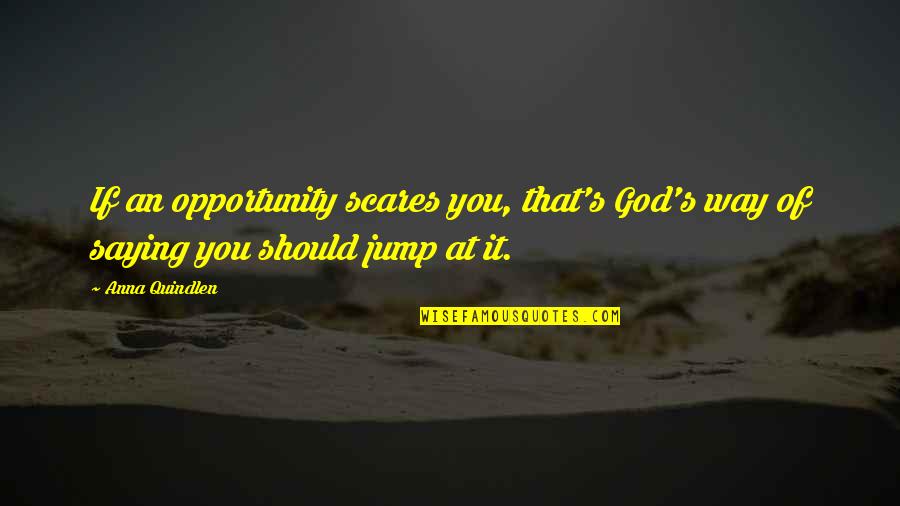 Saying God Quotes By Anna Quindlen: If an opportunity scares you, that's God's way