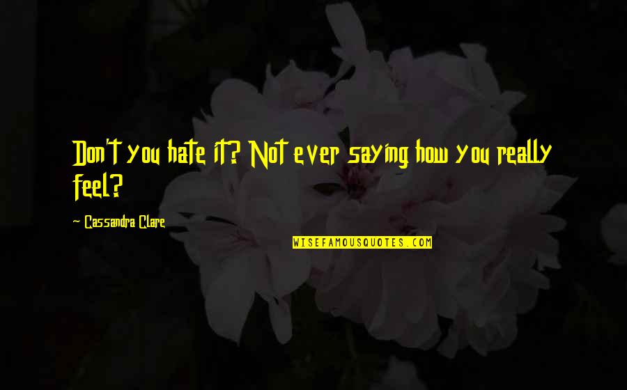 Saying I Hate You Quotes By Cassandra Clare: Don't you hate it? Not ever saying how