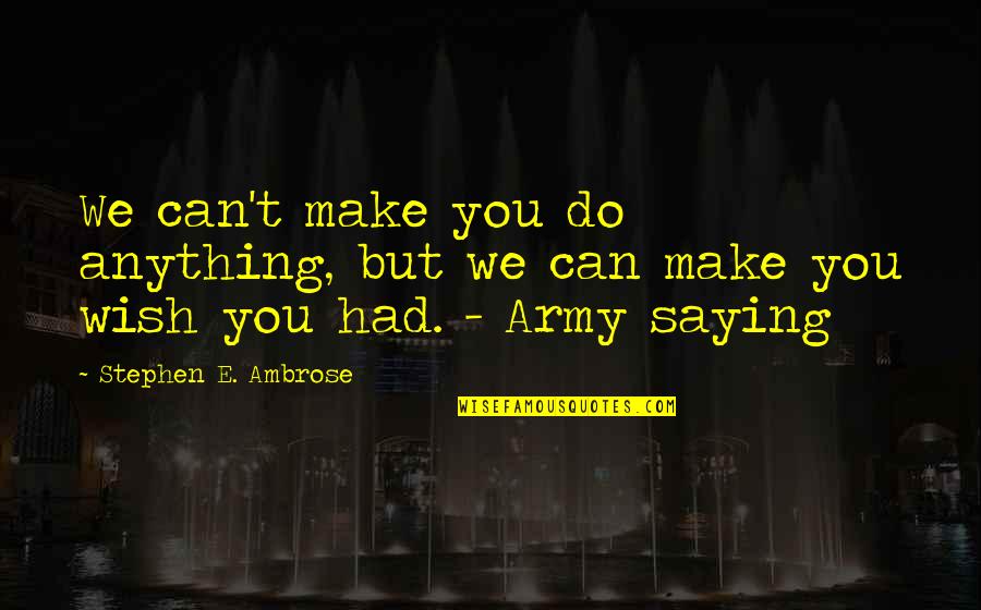 Saying I Wish Quotes By Stephen E. Ambrose: We can't make you do anything, but we Saying I Wish Quotes By Stephen E. Ambrose: We can't make you do anything, but we