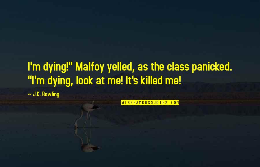 Saying Less Is More Quotes By J.K. Rowling: I'm dying!" Malfoy yelled, as the class panicked.