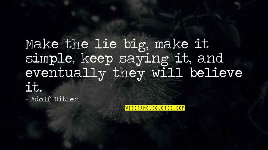 Saying The Truth Vs Lying Quotes By Adolf Hitler: Make the lie big, make it simple, keep