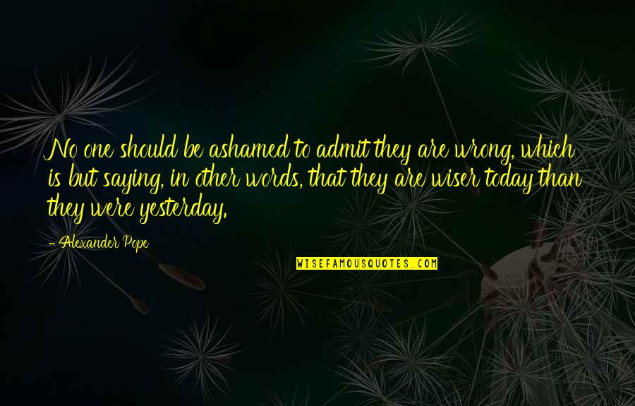 Saying The Wrong Words Quotes By Alexander Pope: No one should be ashamed to admit they
