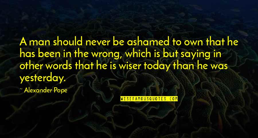 Saying The Wrong Words Quotes By Alexander Pope: A man should never be ashamed to own