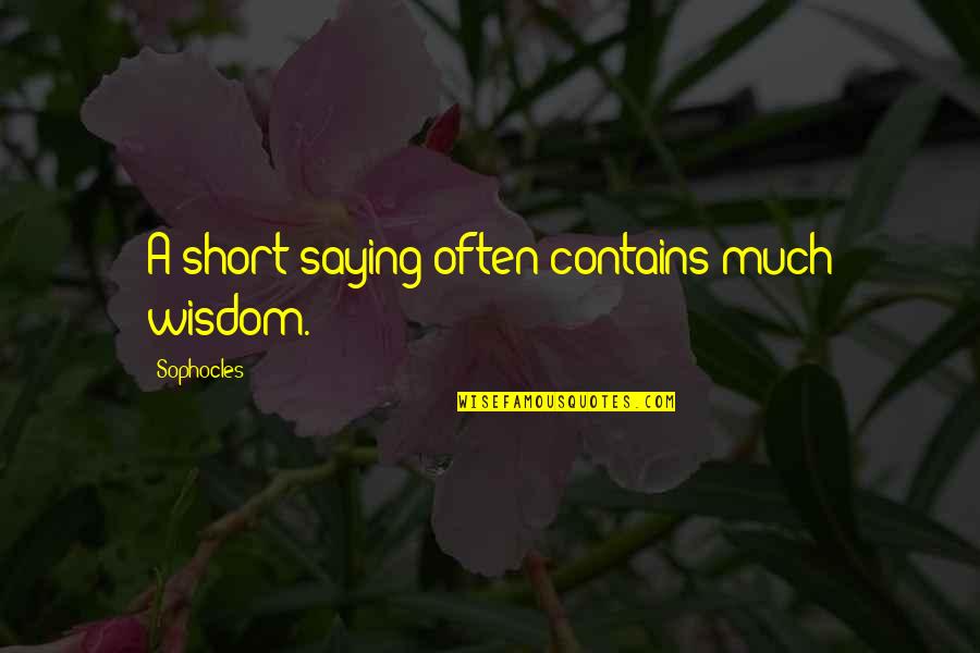 Saying Yes More Often Quotes By Sophocles: A short saying often contains much wisdom.