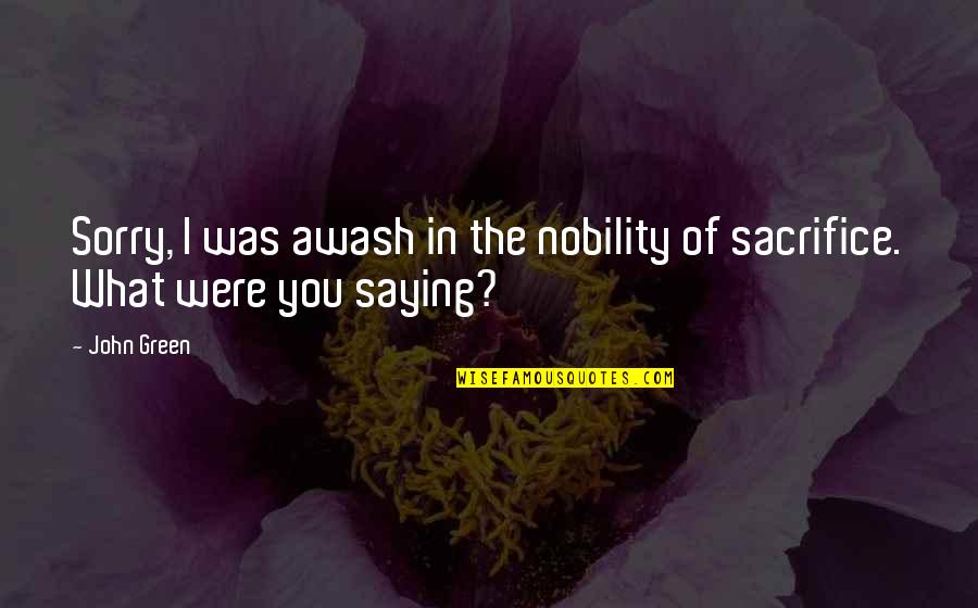 Saying You Are Sorry Quotes By John Green: Sorry, I was awash in the nobility of