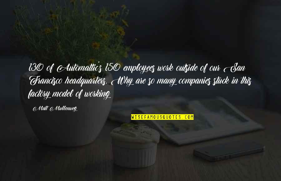 Sbarre Calisthenics Quotes By Matt Mullenweg: 130 of Automattic's 150 employees work outside of Sbarre Calisthenics Quotes By Matt Mullenweg: 130 of Automattic's 150 employees work outside of