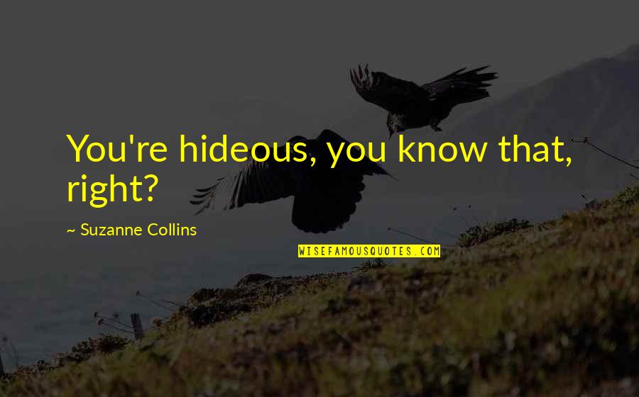 Sc St Quotes By Suzanne Collins: You're hideous, you know that, right? Sc St Quotes By Suzanne Collins: You're hideous, you know that, right?