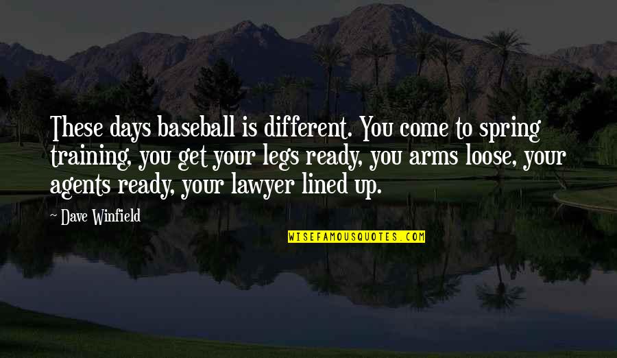 Scaffale Metallo Quotes By Dave Winfield: These days baseball is different. You come to