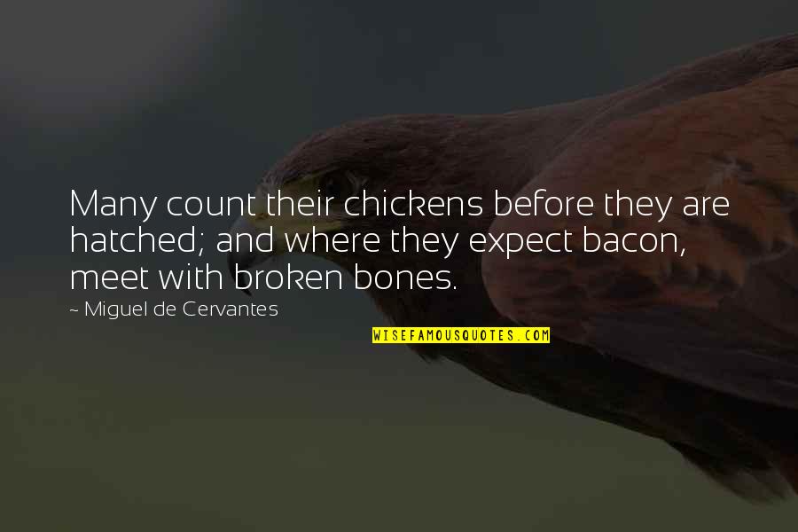 Scamorza Italian Quotes By Miguel De Cervantes: Many count their chickens before they are hatched;