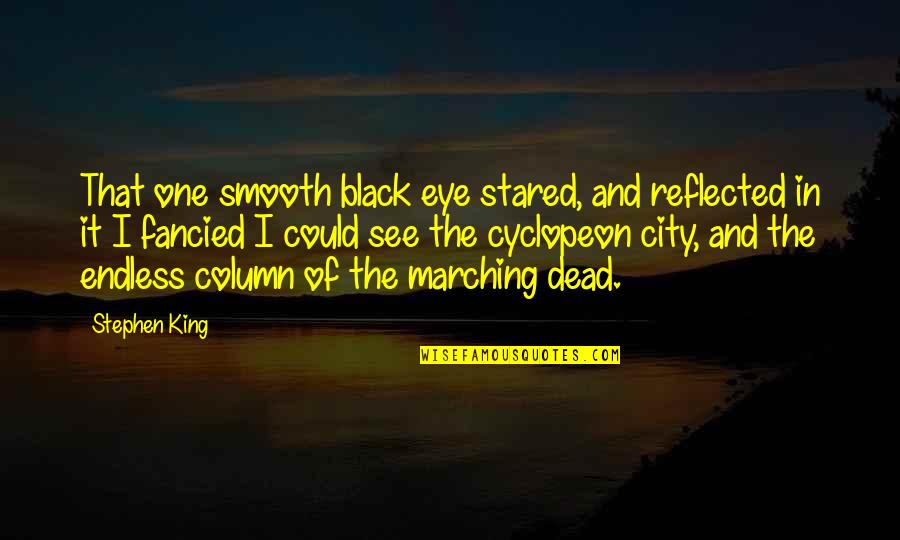 Scared To Like Him Quotes By Stephen King: That one smooth black eye stared, and reflected