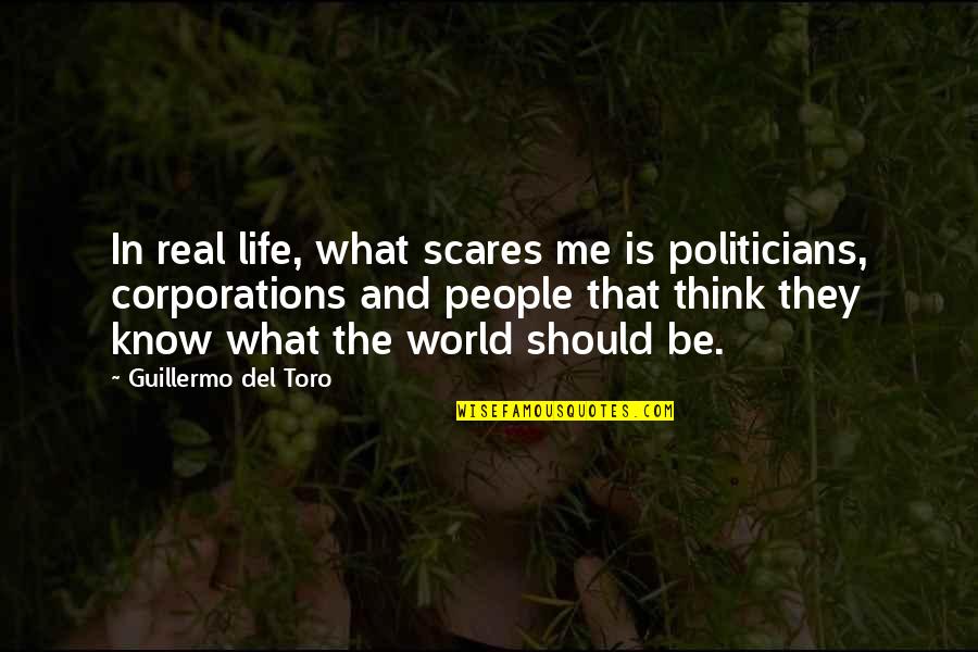 Scares Quotes By Guillermo Del Toro: In real life, what scares me is politicians,