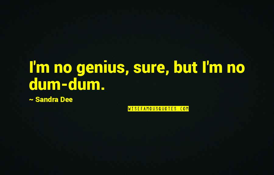 Scarified Tab Quotes By Sandra Dee: I'm no genius, sure, but I'm no dum-dum. Scarified Tab Quotes By Sandra Dee: I'm no genius, sure, but I'm no dum-dum.