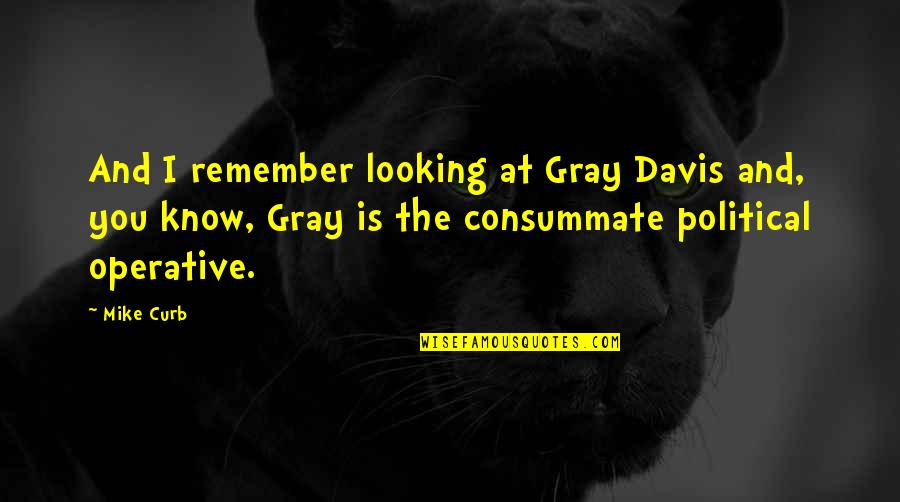 Scatty Quotes By Mike Curb: And I remember looking at Gray Davis and, Scatty Quotes By Mike Curb: And I remember looking at Gray Davis and,