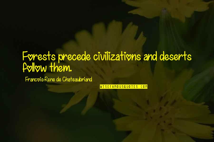 Scavazzata Quotes By Francois-Rene De Chateaubriand: Forests precede civilizations and deserts follow them.
